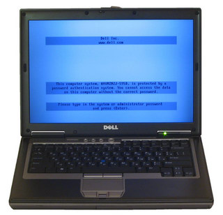Экран ввода пароля или мастер пароля на ноутбуках Dell, сервис тег, маска 3A5B, A95B, 595B, 2A7B